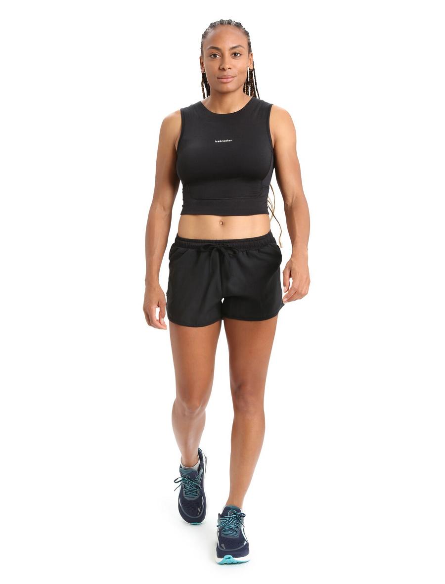 Black Women's Icebreaker ZoneKnit™ Merino Cropped Bra-Tank T Shirts | USA 1574WNBY